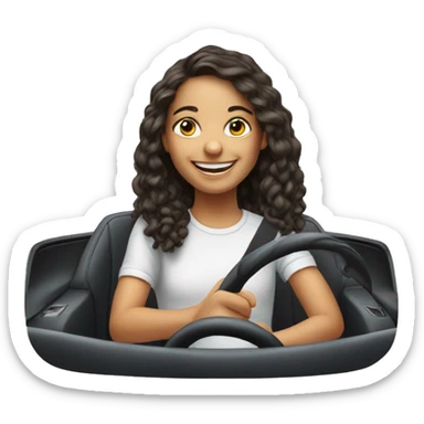 smiling girl in car portrait sticker