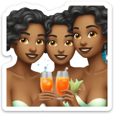 Three beautiful mermaids (light skin) drinking aperol sticker