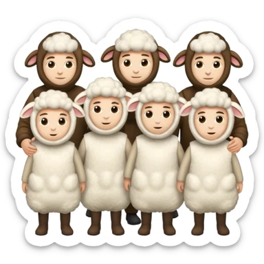 Quero 5 pessoas vestidas de ovelhas sticker