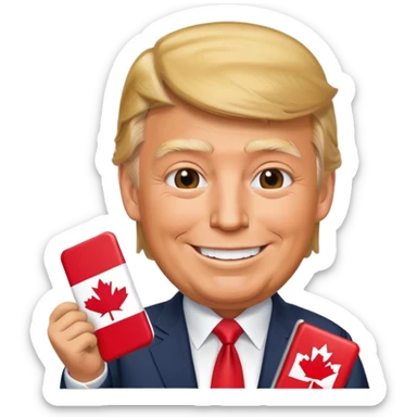 donald trump smile and Holds canada and Danmark sticker