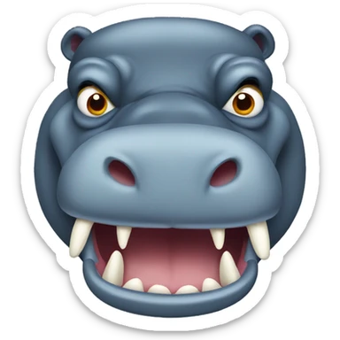 Angry hippo with a snake head sticker