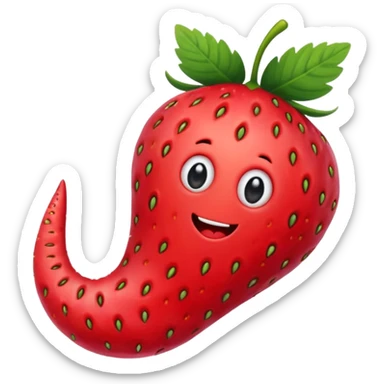 Worm in strawberry emoji sticker