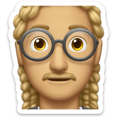 Locutor con anteojos peli corto y micrófono  sticker