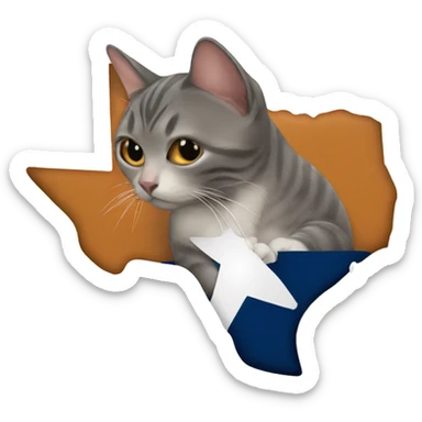 cat hugging the state of texas sticker