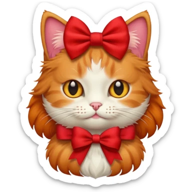 Cat wearing a bow sticker