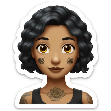 Hyperrealistic tan girl with black hair arm tattoos sticker