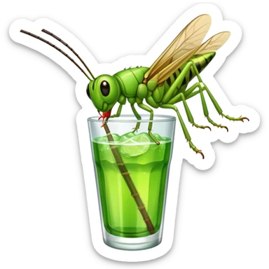 grasshopper drinkig soda sticker