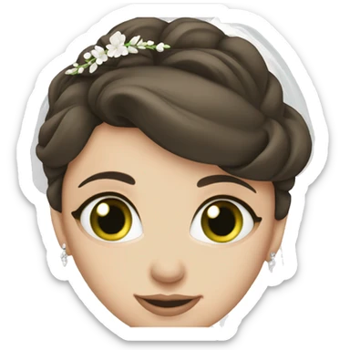 White brunette bride green eyes sticker
