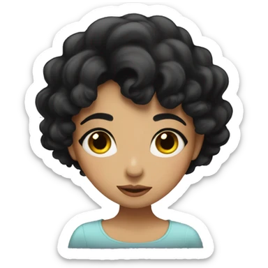 Girl with black hair send a kiss sticker