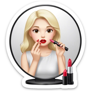 Girl putting on lipstick in the mirror sticker