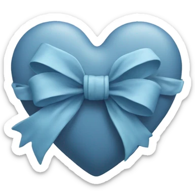 Dusty blue heart with a bow wrapped around it sticker