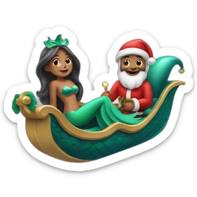 Two mermaids in Santa’s sleigh sticker