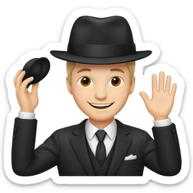 man tipping his hat sticker