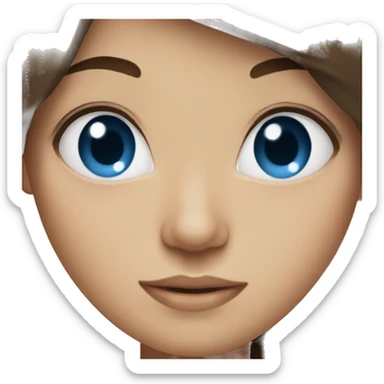 Brown hair blue eye girl  sticker