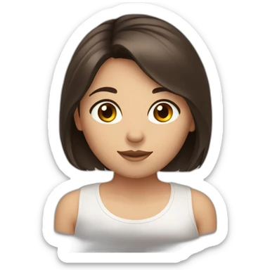 a girl with dark brown hair and brown eyes sticker