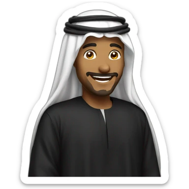Saudi sheikh wearing black thobe laughing sticker
