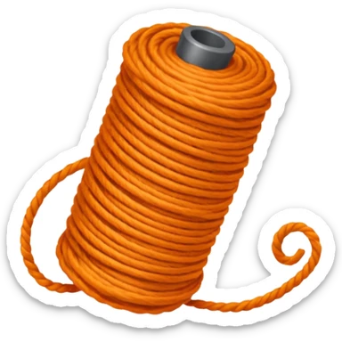orange yarn on a bobbin sticker