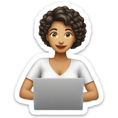 Quiero un emoji de una mujer latina pelo café emprendedora CON SU LAPTOP sticker