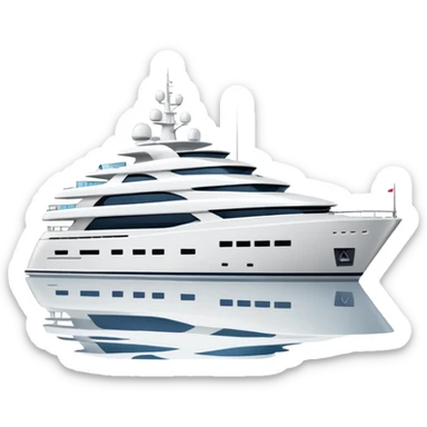 large yacht facing to the left on white background sticker