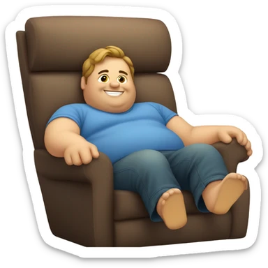 fat guy happily resting on couch sticker