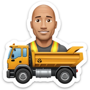 Dwayne the rock Johnson face on a dump truck sticker