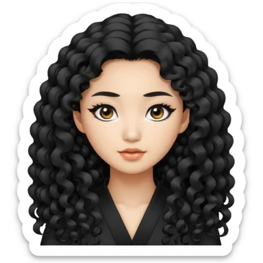 asian, curly long hair, baddie,pretty, black eyeliner, long hair  sticker
