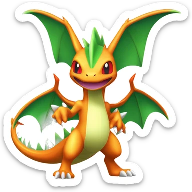 Cool Edgy Chibi Legendary Shiny Fakemon-Pokémon-Flygon-Charizard With Full Body Detailed High Quality sticker
