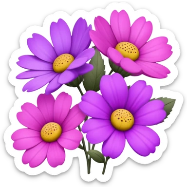 Purple and pink flowers, desaturated sticker