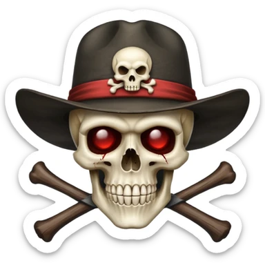 A skull and crossbones wearing a vampire hunter hat. sticker