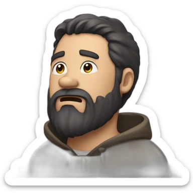 dark hair bearded man throwing his capeover his shoulder in shame sticker