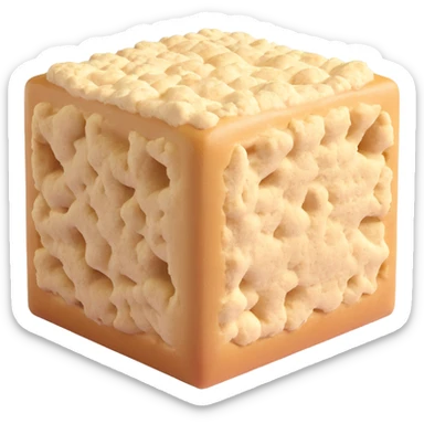 small beige cube of fresh baker's yeast with crumbly texture and clean cut edges, slightly matte, clean 3D, soft lighting, emoji scale sticker