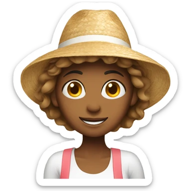 woman wearing a summer hat enjoying her holiday sticker