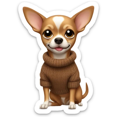 Chihuahua in brown sweater  sticker