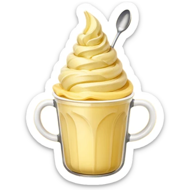 Dole whip in a cup with a spoon sticker