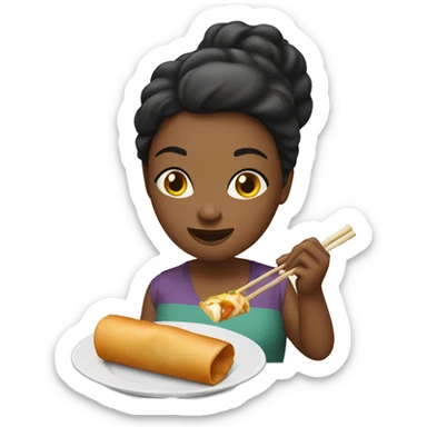 Women eating egg roll  sticker
