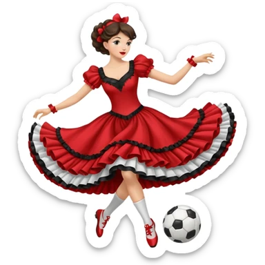 Cancan dancer kicking a soccer ball sticker