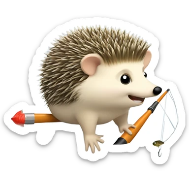 A hedgehog that is fishing sticker