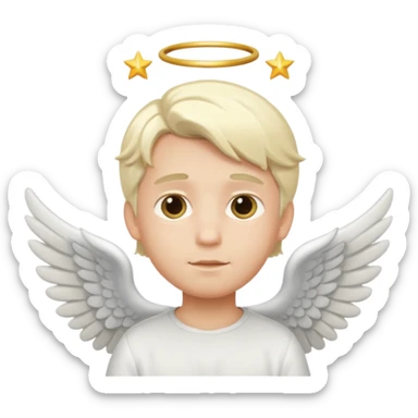 Blond white hair angel boy emoji sticker