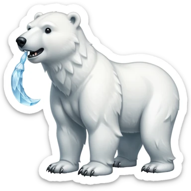 Polar bear with a wolf’s tail, thick neck fur, and short saber fangs sticker