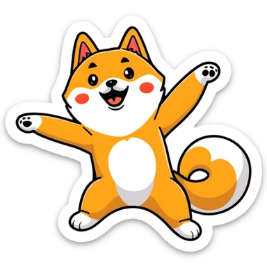 happy shiba inu dancing sticker