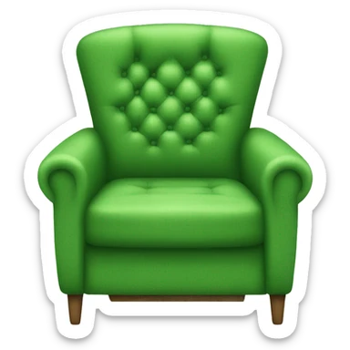 A green armchair without armrest with various green patches sticker
