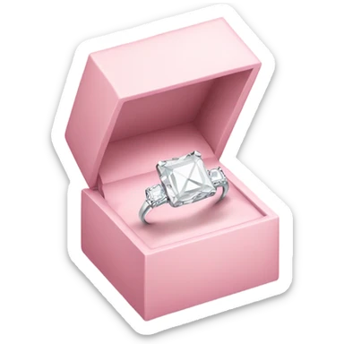 all white diamond ring in light pink box sticker