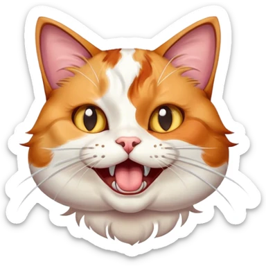 Cat with mouth open eye roll sticker