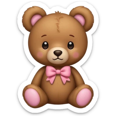 cute teddy bear with bows on two ears sticker