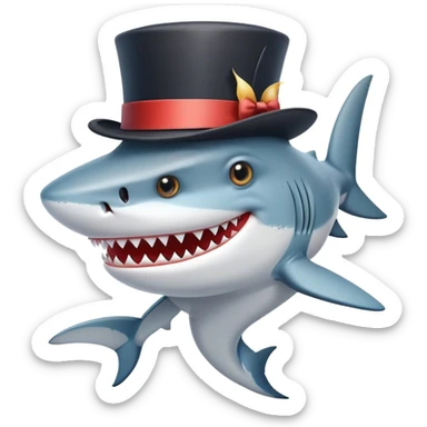 Shark with a top hat sticker