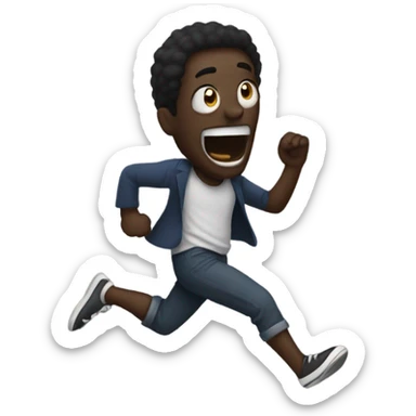 Dark man running from a random Woman and boy  sticker