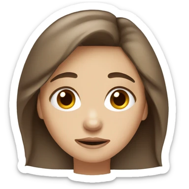 girl tired with brown hair and blue eyes sticker