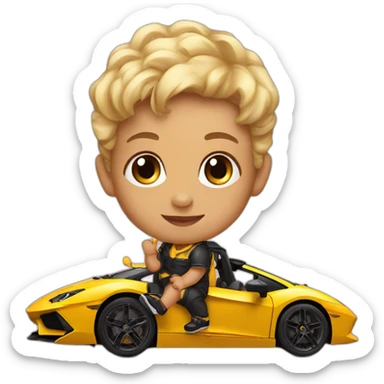 A baby in a Lamborghini  sticker