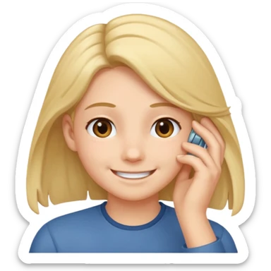 Tuck hair behind ear smile emoji sticker