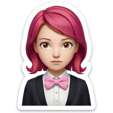 In A Clash Of Clans Aesthetic readhead hair woman with pink bowtie sticker